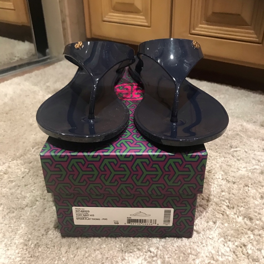 Tory Burch Navy Thong PVC sandals, size 10